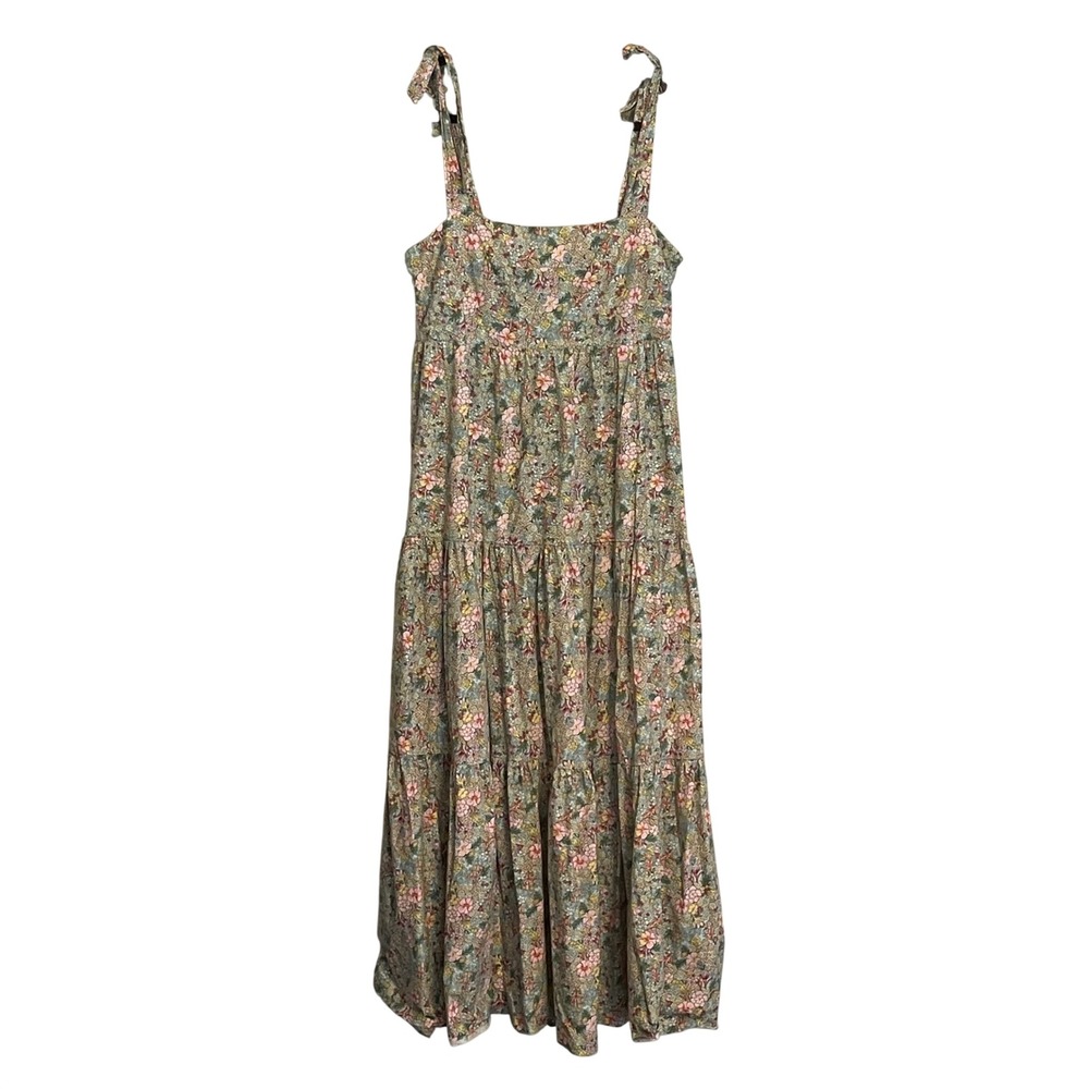 BuddyLove‎ Arlene Garden Floral Tiered Maxi Dress Tie Strap Smocked Medium